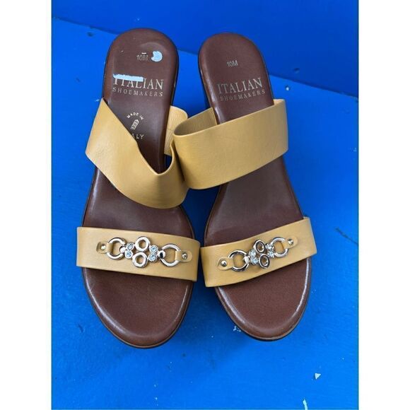 Italian Shoemakers Made In Italy Women's Platform Sandals Brown Size 10M - Picture 1 of 6